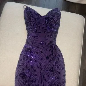 Lulu's Purple Sequin Sweetheart Gown